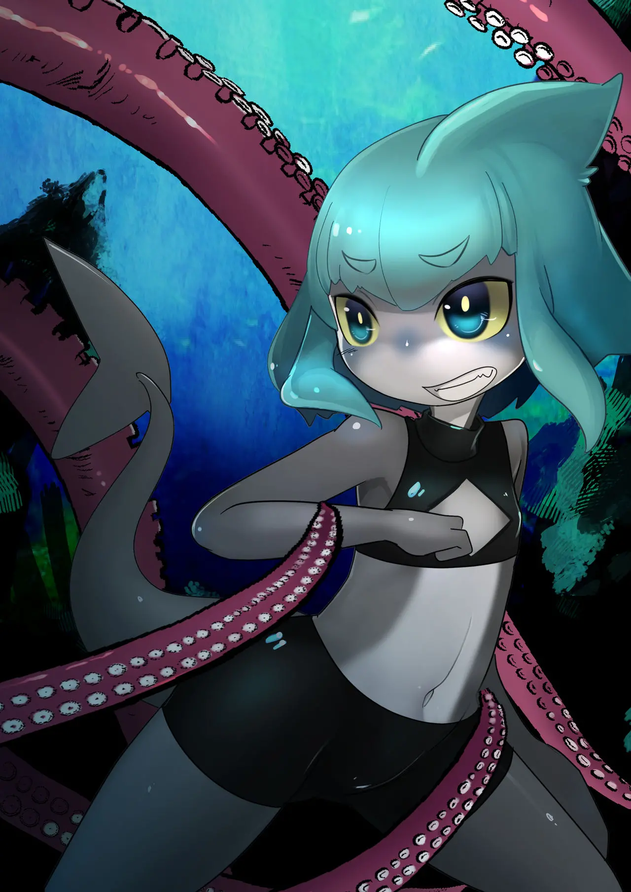Shark Girl Vs Giant Octpus