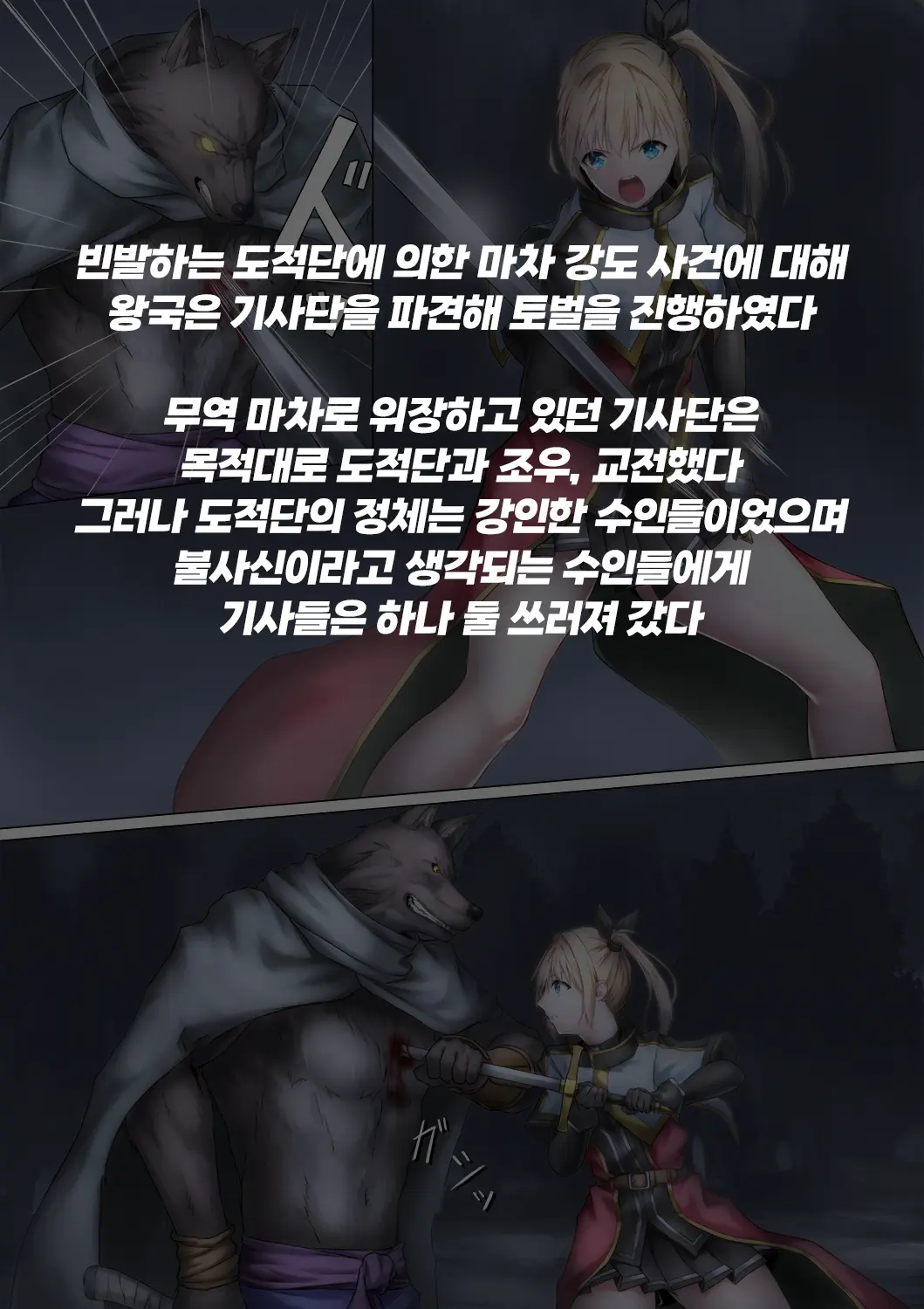 Juujin Ni Torawareta Onna Kishi No Junan | 수인에게 사로잡힌 여기사의 수난
