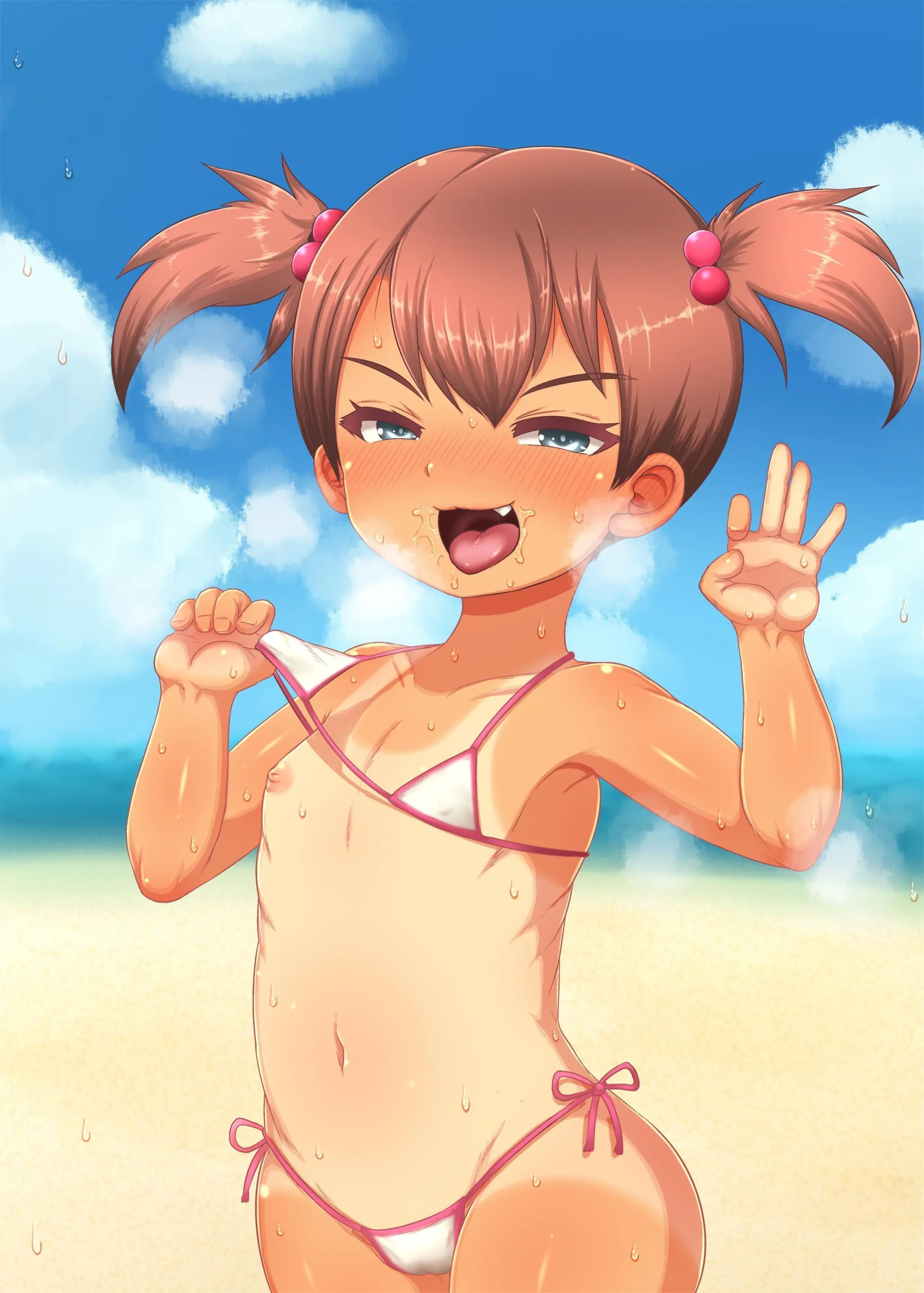 Chibikko Beach Ecchi! -Hiyake Gaki Bitch To Pedo Imouto-Chan- | 꼬맹이 해변 섹스!～선탠 꼬맹이 빗치와 페〇 여동생～