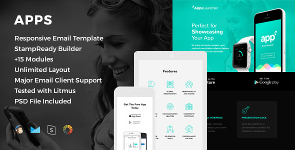 Apps - Responsive Email Template + Online Editor