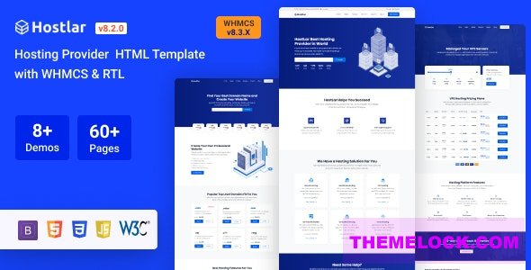 Hostlar v8.2.0 - Domain Hosting Provider HTML Template with WHMCS and RTL