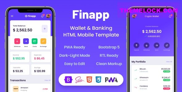 Finapp v2.2.1 - Wallet & Banking HTML Mobile Template