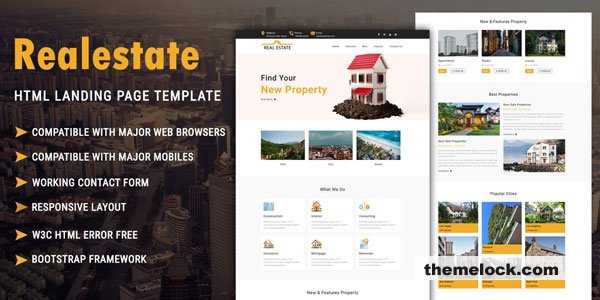 Real Estate – HTML Landing Page Template
