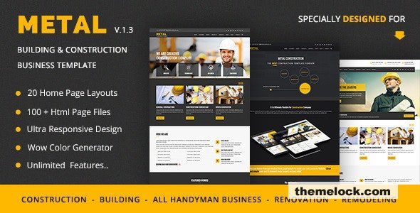 Metal v2.0 - Mobile Friendly Building & Construction Business Template