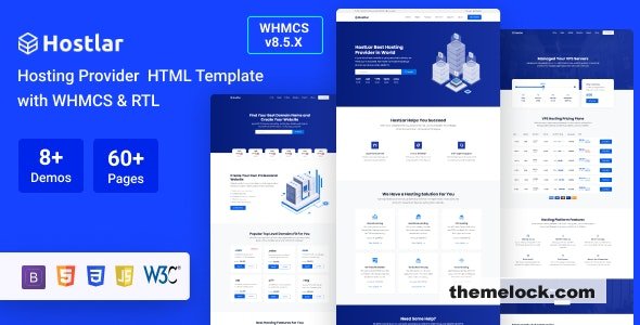 Hostlar v10.10.0 - Domain Hosting Provider HTML Template with WHMCS and RTL