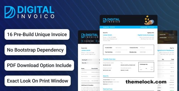Digital Invoico - Invoice HTML Template for Ready to Print