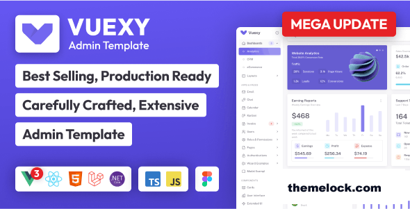 Vuexy v9.7.0 - Vuejs, React - Next.js, HTML, Laravel & Asp.Net Admin Dashboard Template