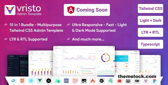 Vristo v1.1.4 - Tailwind CSS, HTML, VueJS, React, Laravel, Node Multipurpose Admin Dashboard Template