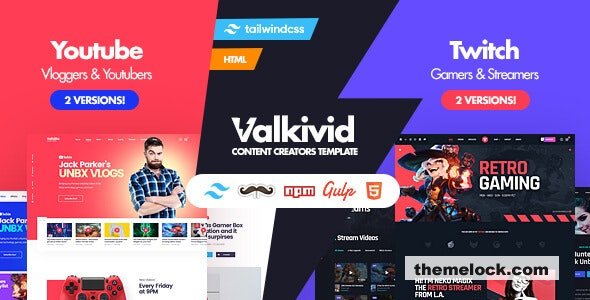 Valkivid v3.1.1 - Tailwind CSS Content Creators HTML Template