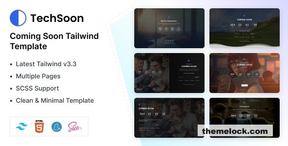 Techsoon - Tailwind Coming Soon HTML Template