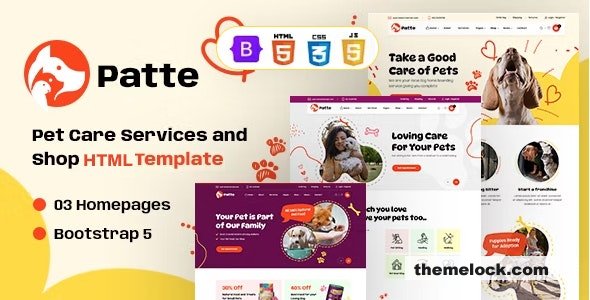 Patte - Pet Care and Pet Shop HTML Template