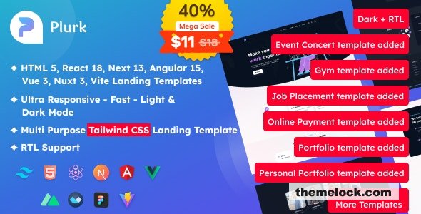Plurk v1.0.0 - Tailwind CSS Multipurpose Landing Templates