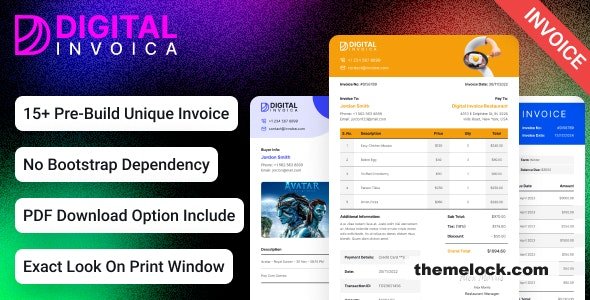 Digital Invoica - Invoice HTML Template for Ready to Print