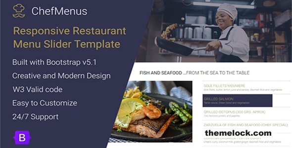 ChefMenus - Responsive Restaurant Menu Bootstrap Slider