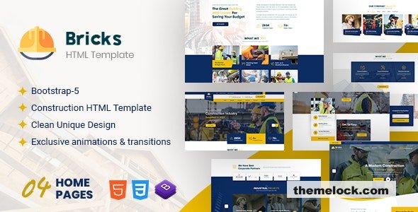 Bricks - Construction HTML Template + RTL Ready