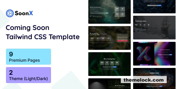 SoonX v1.2- Tailwind Coming Soon HTML Template