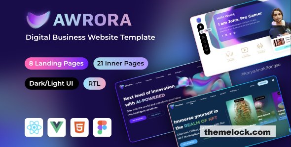 Awrora v3.1.2 - AI Blockchain NFT Digital Business React Vue HTML Template