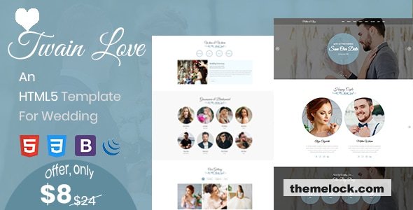 Twain Love - Responsive HTML5 Wedding Template