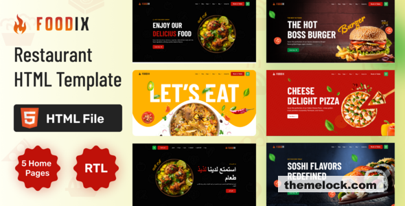 Foodix - Fast Foods & Restaurants HTML + RTL Template