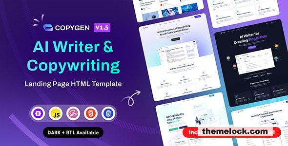 CopyGen v1.5.0 - AI Writer & Copywriting Landing Page HTML Template
