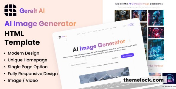 Geralt AI - AI Image Generator One Page HTML Template