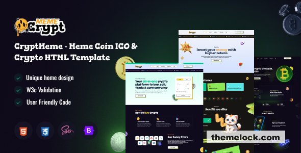CryptMeme - Crypto & Online Meme coin ICO HTML Template
