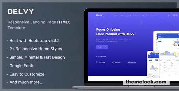 Delvy v1.1.0 - Responsive Landing Page Template