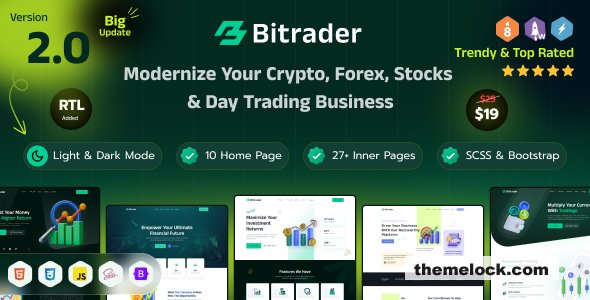 Bitrader - Crypto, Stock and Forex Trading Business HTML Template
