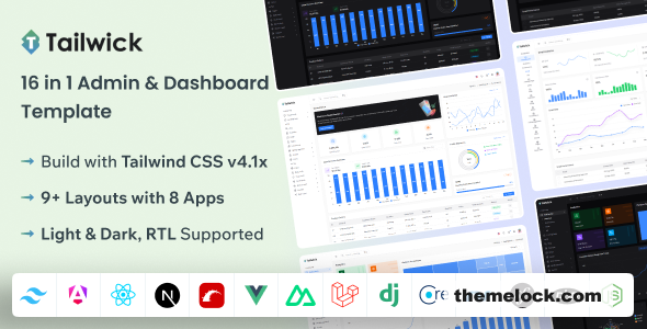Tailwick v2.0 - Tailwind, React, Next.js, Angular, Vue Nuxt, Laravel, Rails Admin Dashboard HTML Template