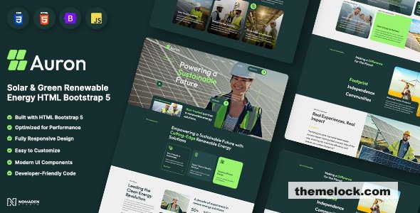 Auron - Solar & Green Renewable Energy HTML Bootstrap 5 Template
