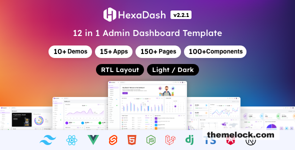 HexaDash – Multipurpose Admin Dashboard Template (Svelte, React, Vue, Angular, Laravel & More)
