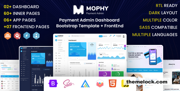 Mophy v5.0 - Payment Admin Dashboard Bootstrap Template + FrontEnd