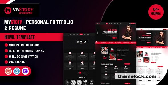 Mystory - Personal Portfolio & Resume HTML Template