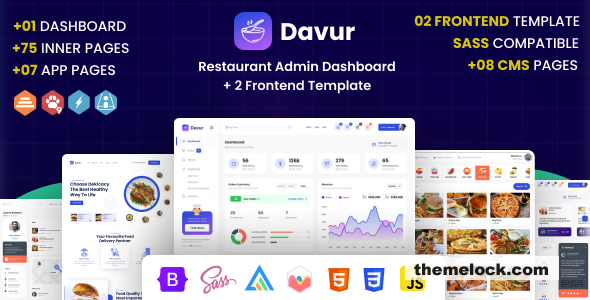 Davur v2.0.1 - Restaurant Admin Dashboard + 2 Frontend Template