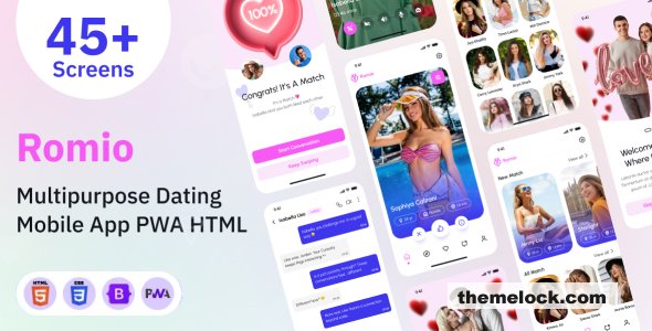 Romio - Multipurpose Dating Mobile App PWA HTML Template