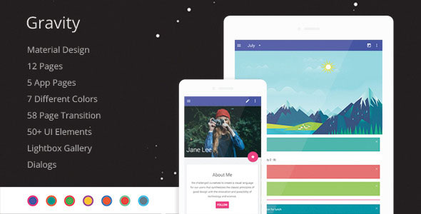 Gravity - Material Mobile & App Template