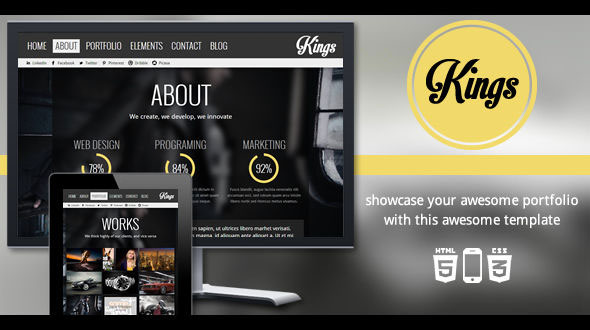 Kings – One Page HTML5 Portfolio Template