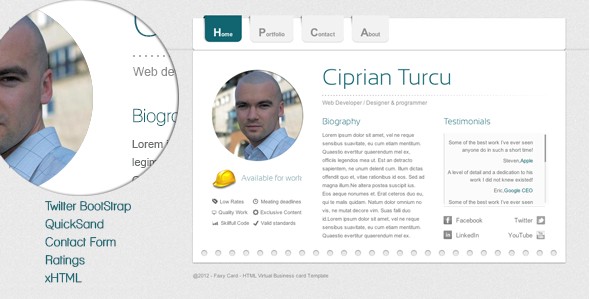 FaxyCard - Clean Fixed vCard HTML Template