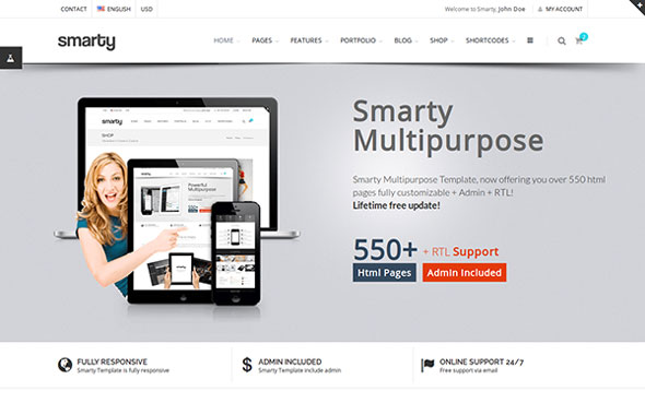 Smarty - Website + Admin + RTL