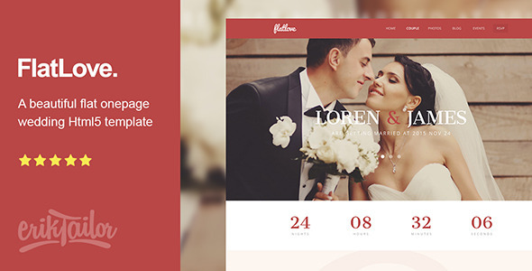 FlatLove - Flat Onepage Wedding Html Template