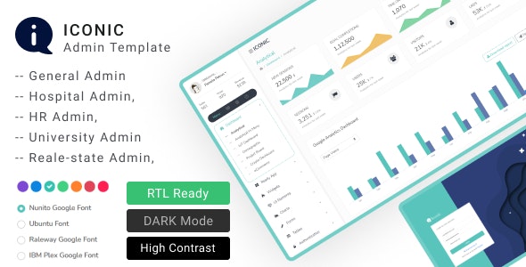 Iconic v1.0.2 – HTML, ReactJS, Angular, Laravel Boiler Plate Bootstrap Admin Dashboard Template
