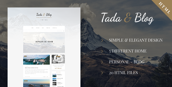 Tada & Blog - Personal Blog HTML Theme