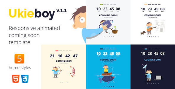 UkieBoy - Responsive Animated Coming Soon Template