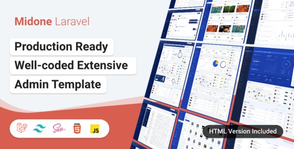 Midone v3.0.9 - Laravel 8 Admin Dashboard Template + HTML Version + XD Design File