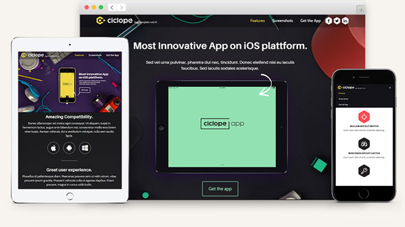 Pixeden - Ciclope HTML5 App Landing Page
