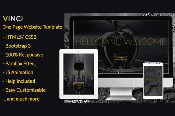 Vinci - Creativemarket Responsive Parallax One Page