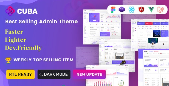 Cuba - Bootstrap 4 & 5 HTML, React, Angular 12, VueJS & Laravel Admin Dashboard Template (17 May 2021)