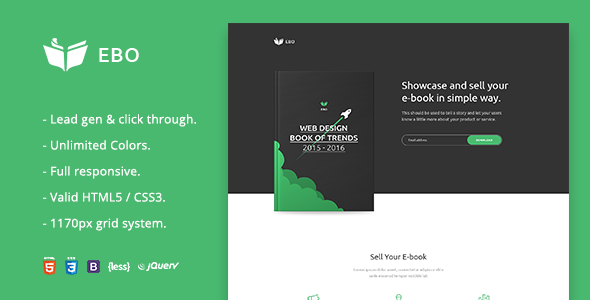 Ebo - Ebook Landing Page HTML Template