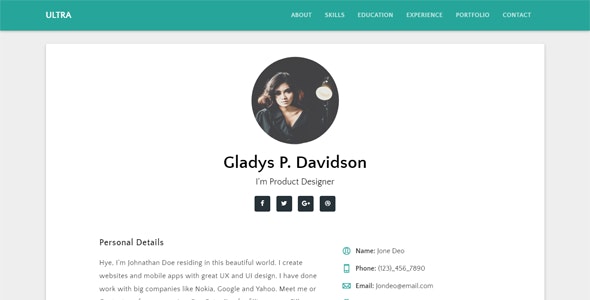 Ultra v1.0 - Responsive Resume & CV Template