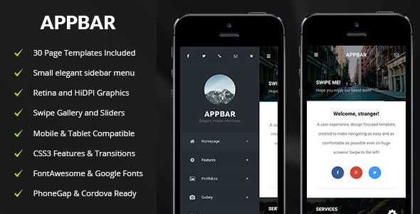 AppBar - Mobile & Tablet Responsive Template